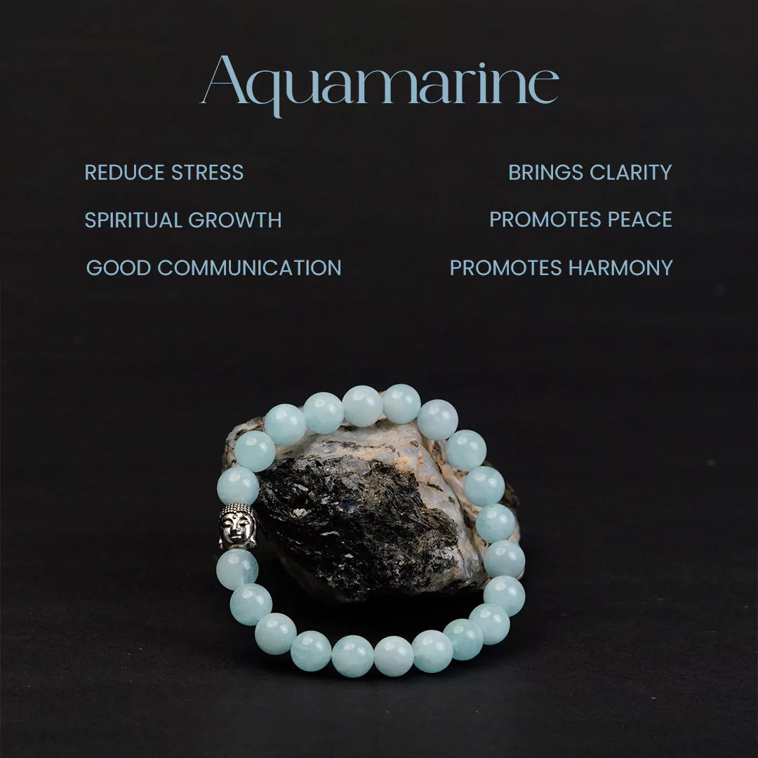 Aquamarine 100% Natural Stone 8mm Bracelet