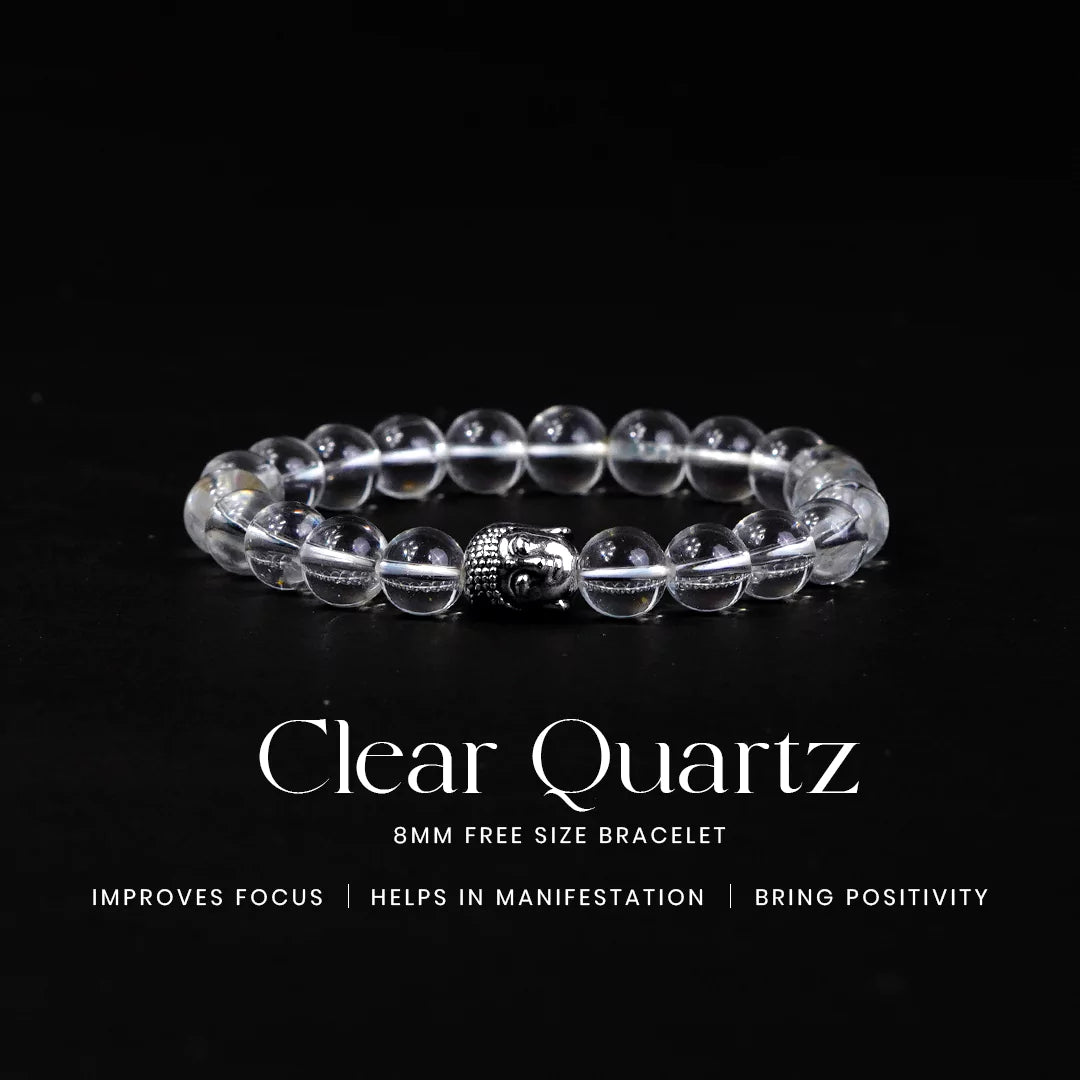 Clear Quartz 100% Natural Stone 8mm Bracelet