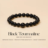Black Tourmaline 100% Natural Stones 8mm Bracelet