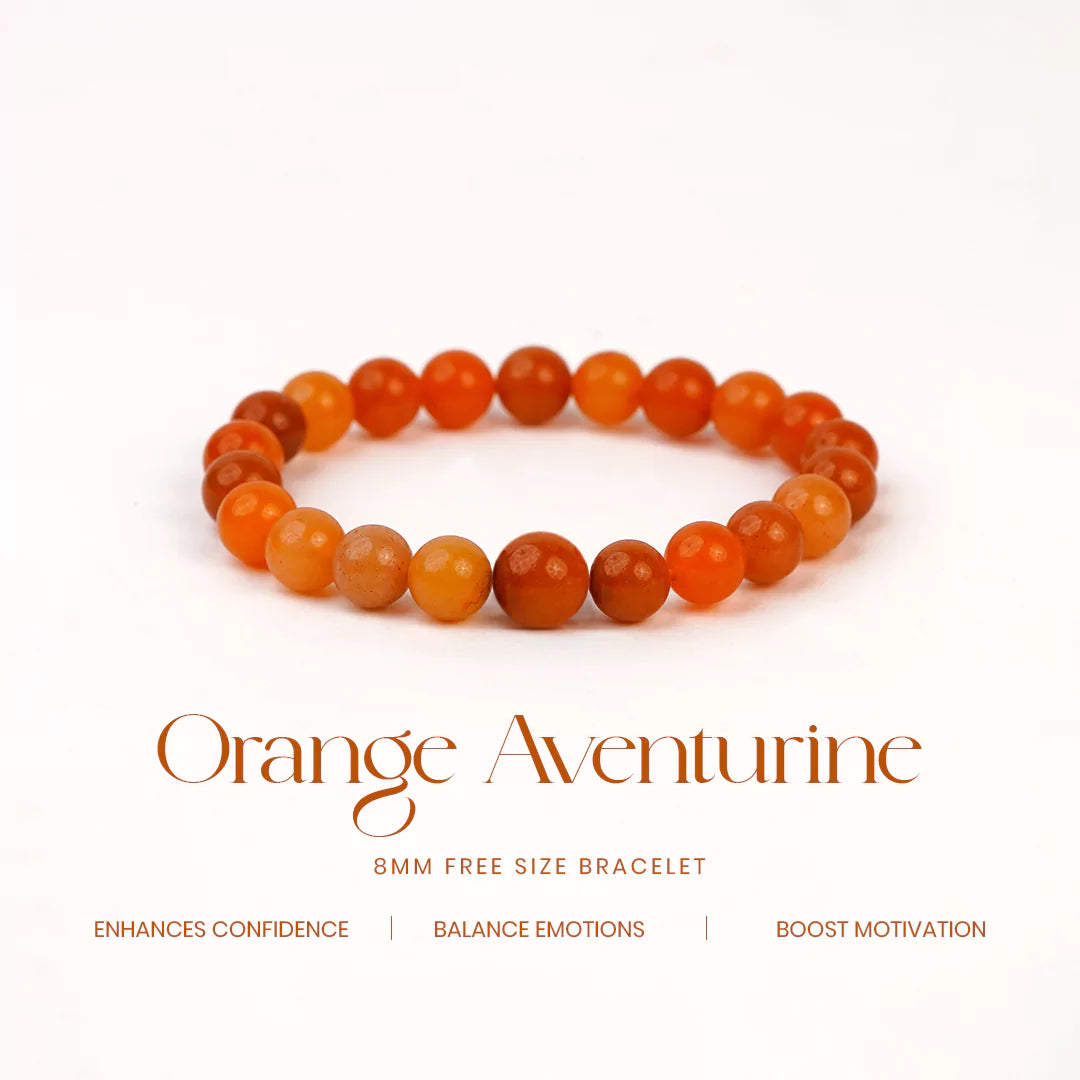 Orange Aventurine 100% Natural Stones 8mm Bracelet
