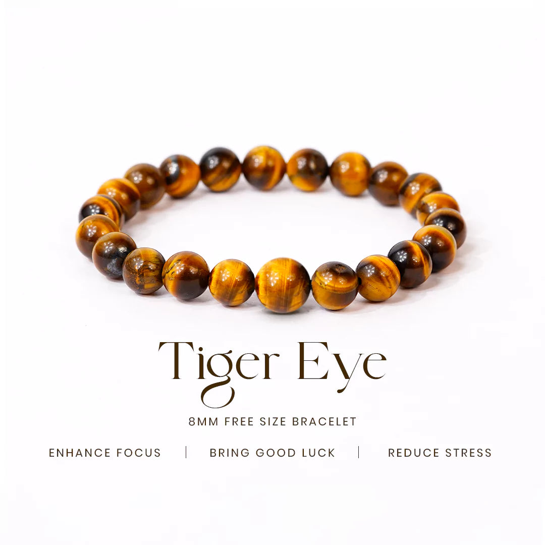 Tiger Eye 100% Natural Stone 8mm Bracelet