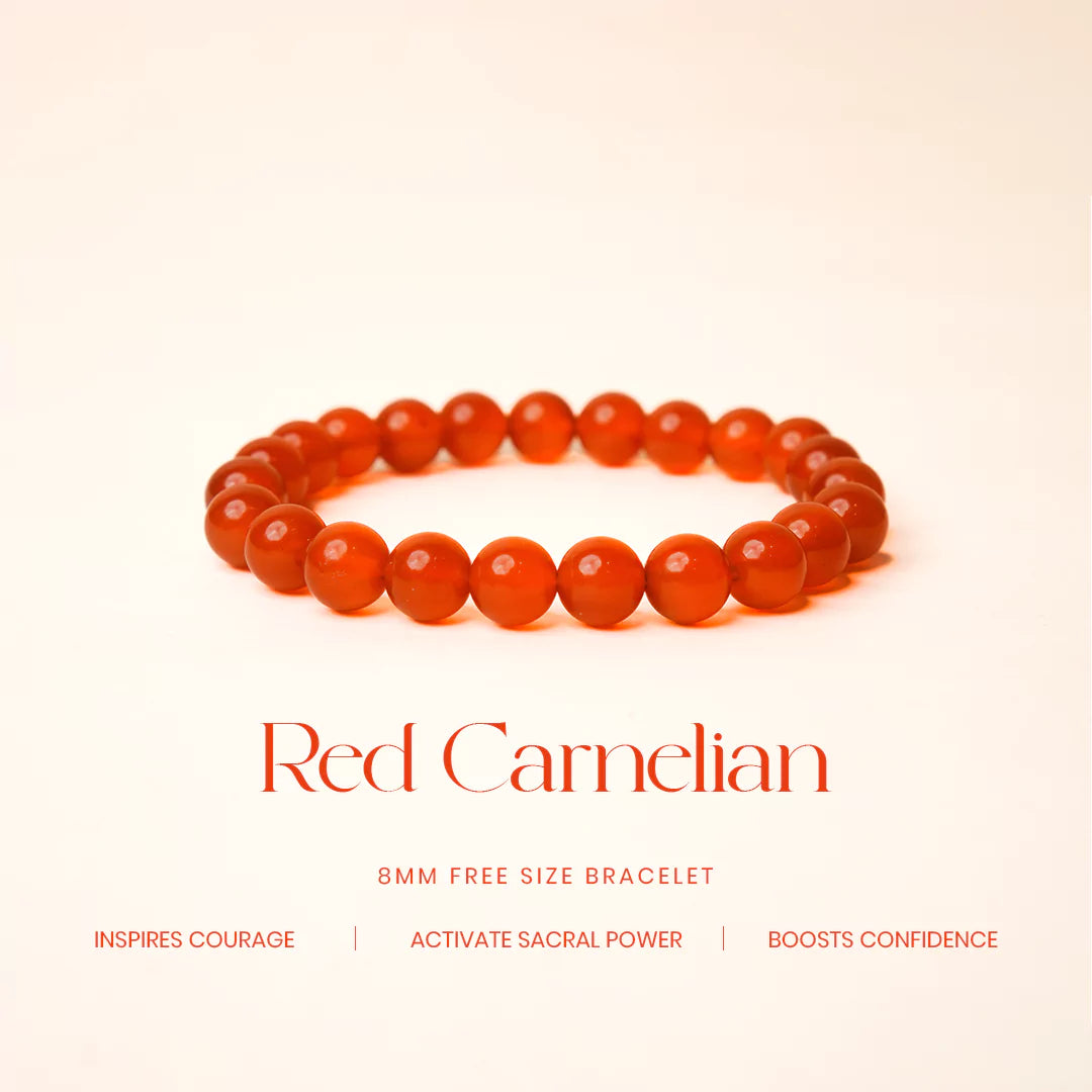 Red Carnelian 100% Natural Stones 8mm Bracelet