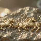 7 Horses on Raw Pyrite Frame
