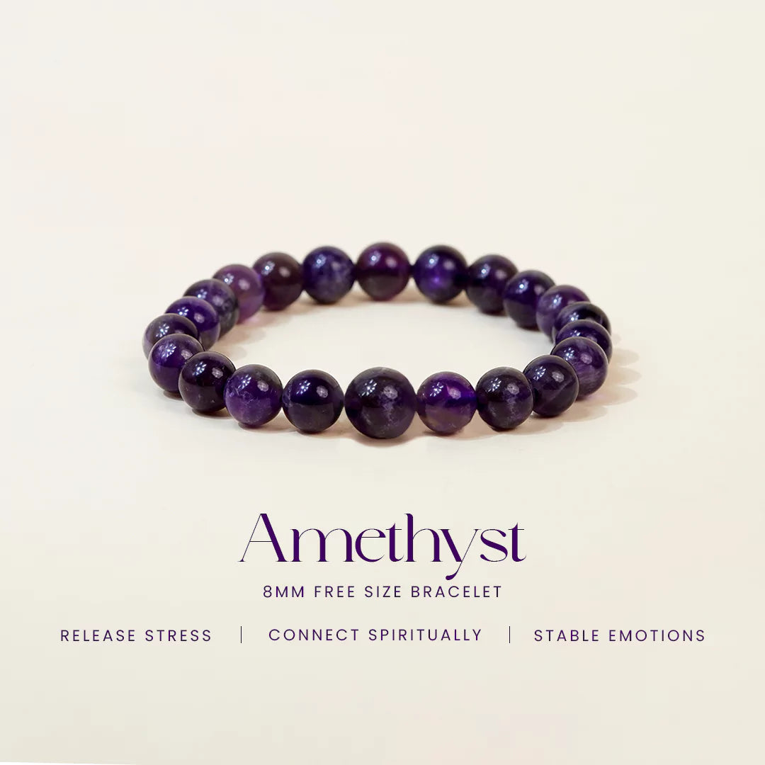 Amethyst 100% Natural Stone 8mm Bracelet