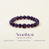 Amethyst 100% Natural Stone 8mm Bracelet